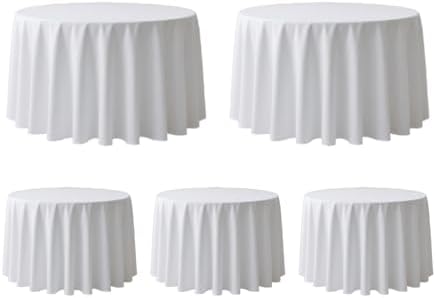 Surmente 5 Pack White 120 Inch Round Tablecloth