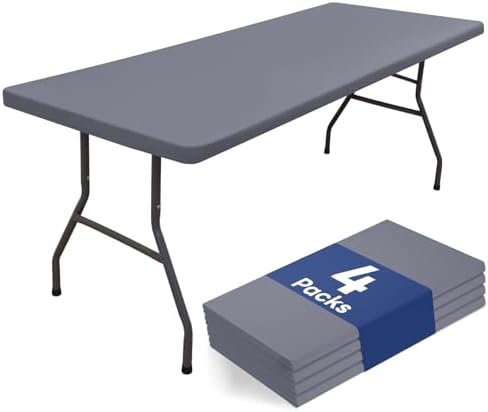 Homing 4 Packs 6 Foot Rectangle Table Cloth - Waterproof Elastic Windproof Washable