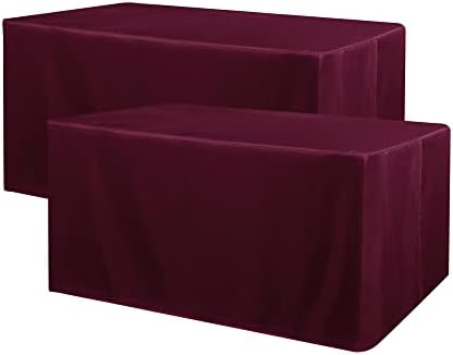 Obstal 2 Pack Fitted Table Covers for 6 Foot Tables - Burgundy