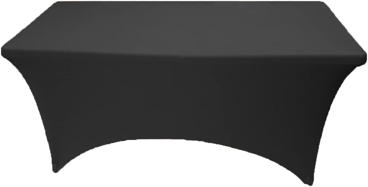 6ft Black Stretch Spandex Table Cover for Rectangular Folding Table