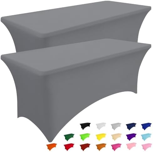 Smiry 2 Pack Stretch Tablecloths 6FT Grey