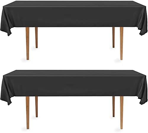 DecorRack 2 Pack Rectangular Tablecloths BPA-Free 54 x 108 Inch Black