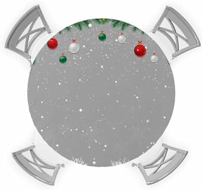 Grey Christmas Round Waterproof Table Cover Fitted Tablecloth