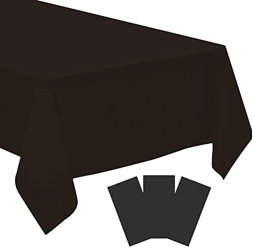3 Pack Black Disposable Tablecloth 54x108 Inches