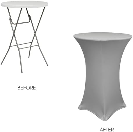Your Chair Covers - 30 D x 42 H Stretch Spandex Table Cover Grey