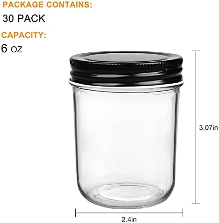 QAPPDA 6oz Glass Jars Set of 30 With Lids