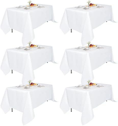 6 Pack 70x120-Inch Rect White Tablecloths Reusable