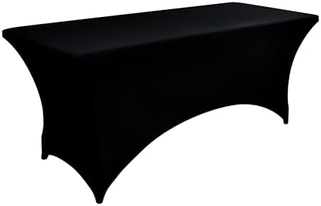 6-Pack 6ft Black Spandex Table Covers for Rectangle Tables