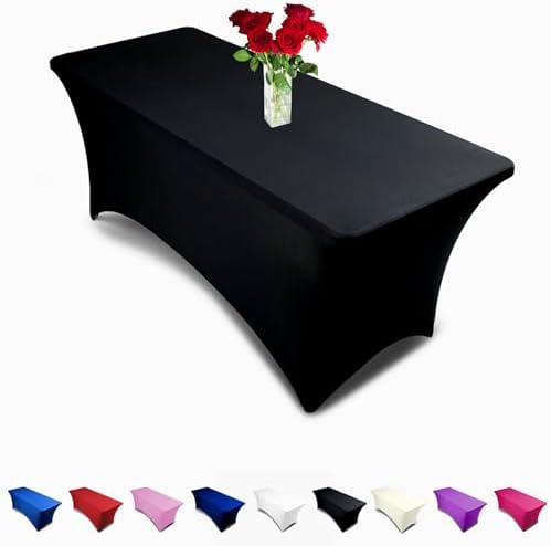 Luxury Black 6ft Spandex Tablecloth Fitted Cover
