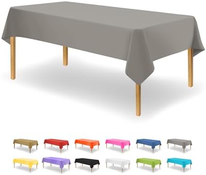 Silver Disposable Plastic Tablecloth 12-Pack