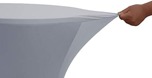 JISEN Cocktail Spandex Fitted Stretchable Tablecloth C-Silver Grey 24x43 Inch