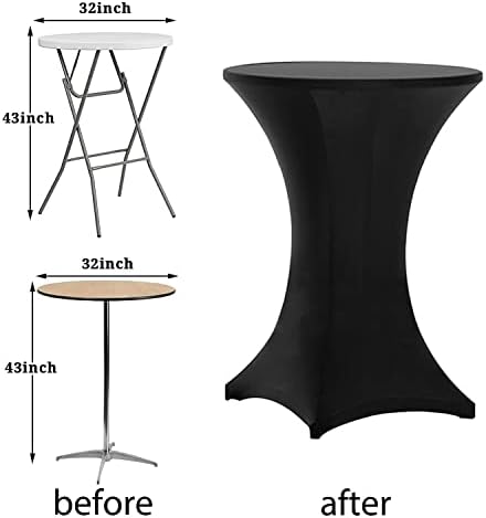 Tinas 2 Pack 32x43 Inch Highboy Spandex Table Covers Black