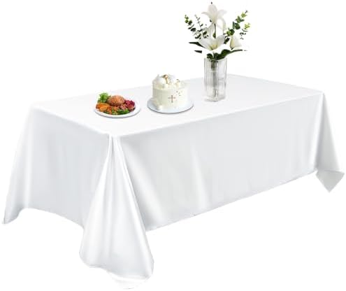 KINREEB Satin Table Cloth 58x102 Inch White