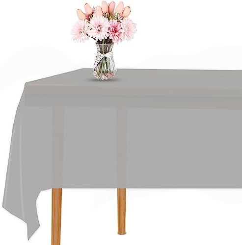 Kesfey Premium 3 Pack Silver Plastic Tablecloths
