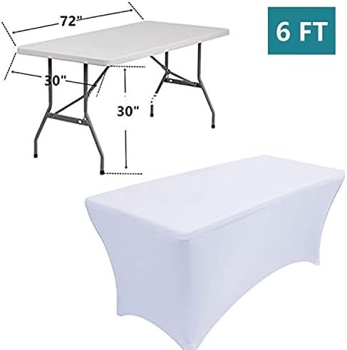 Reliancer 2 Pack 6FT Rectangular Spandex Table Cover for Outdoor Events and Banquets