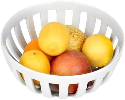 SLIVOUS Ceramic Fruit Bowl 95 Inch White