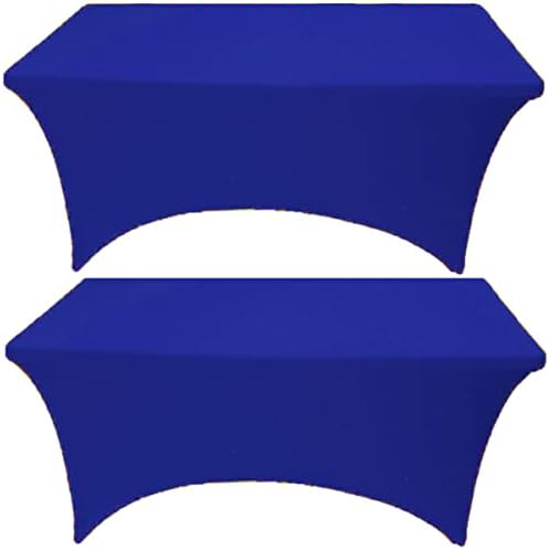 2 Pack 6FT Royal Blue Spandex Tablecloth for Rectangular Table Events
