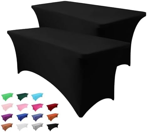 2 Pack 6FT Black Stretch Spandex Tablecloths