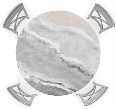 Gray Round Waterproof Table Cover with Elastic