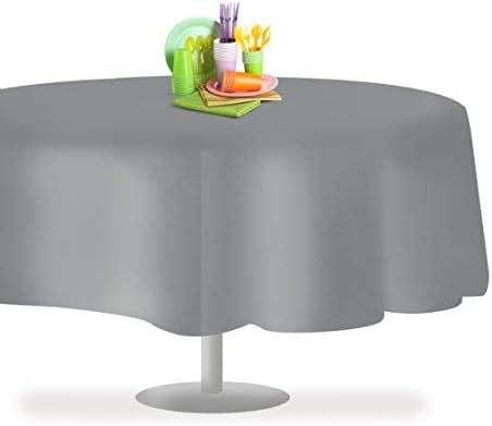 Grandipity 12 Pack Disposable Round Tablecloth 84 Inch Silver