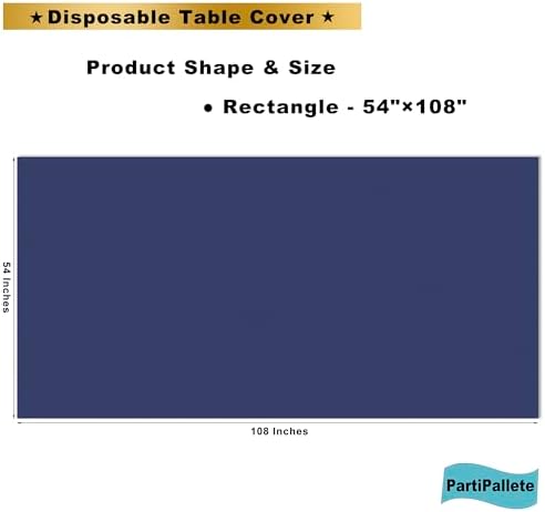3-Pack Premium Plastic Navy Blue Tablecloths 54x108 Inch for Parties