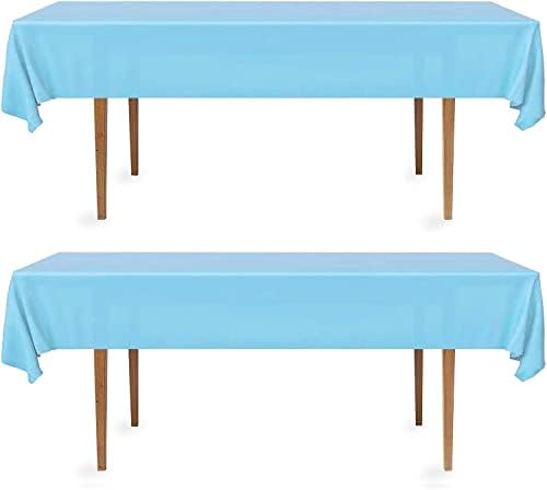 DecorRack 2 Pack Rectangle Tablecloths 54 x 108 Inch Light Blue BPA-Free