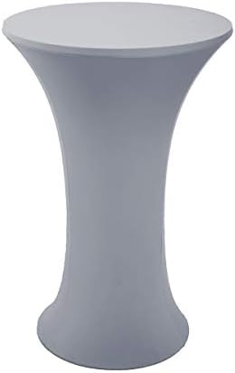JISEN Cocktail Spandex Fitted Stretchable Tablecloth C-Silver Grey 24x43 Inch