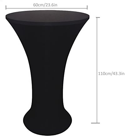 JISEN Cocktail Spandex Fitted Stretchable Elastic Tablecloth Black
