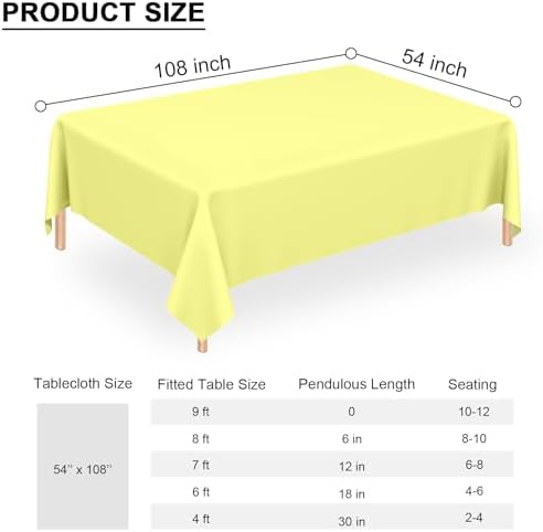 QISOLIY 3 Pcs Light Yellow Tablecloth for Parties