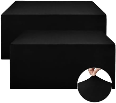 Nasitos Spandex Table Covers 6 Foot - 2 Pack Black Stretch Tablecloths