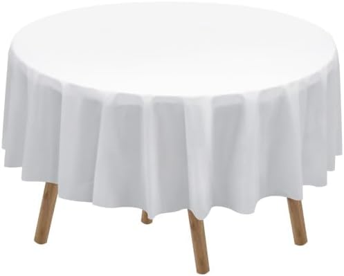 White Plastic Tablecloths 2 Pack for 6 Ft Round Tables