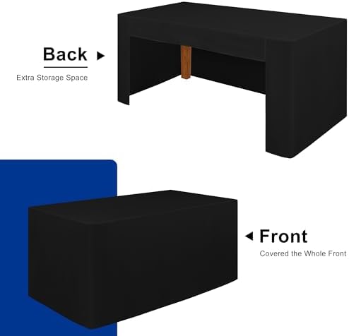 Hiasan Fitted Black 6ft Rectangle Table Cover Open Back