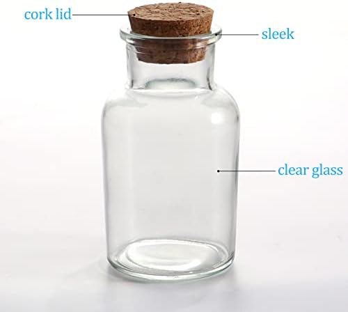 Keketin 24-Pack Clear Glass Jars with Cork Lids