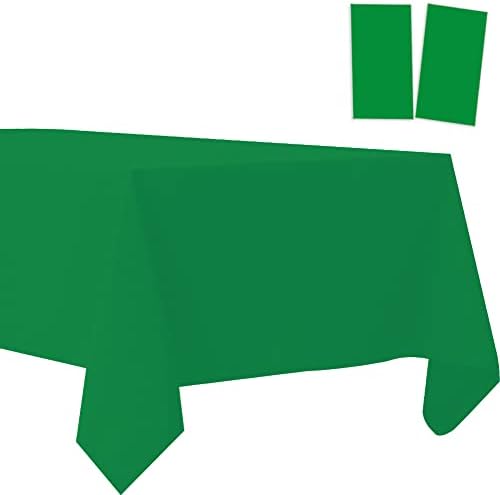 2 Pack Green Plastic Tablecloths for BBQ Picnic Birthday Weddings