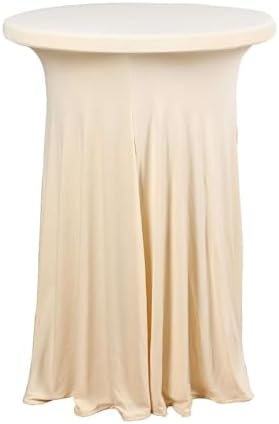 Efavormart Beige Round Spandex Cocktail Table Cover