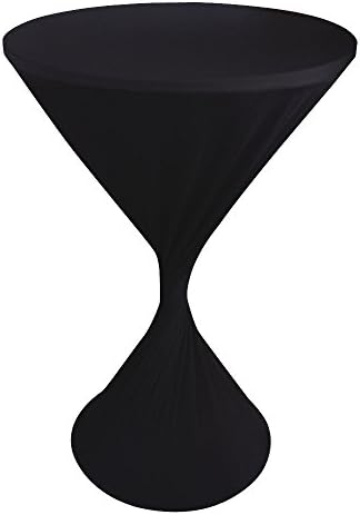 JISEN Cocktail Spandex Fitted Stretchable Elastic Tablecloth Black