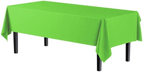 Exquisite 12-Pack Premium Plastic Tablecloth 54in x 108in Rectangle Lime Green