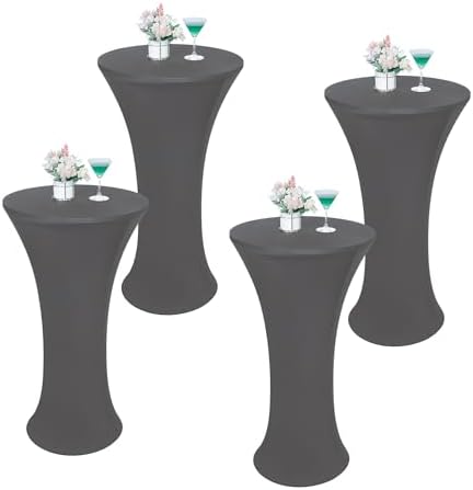 Wolkemer 4PCS 24x43 Inch Grey Round Cocktail Table Cover