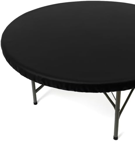 Black Round Tablecloth with Flannel Backing