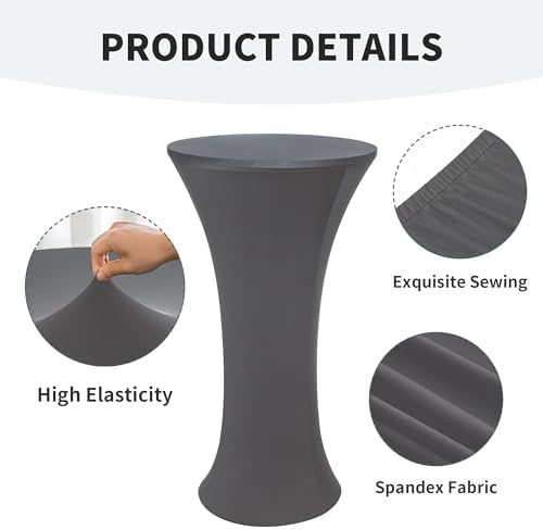 Wolkemer 4PCS 24x43 Inch Grey Round Cocktail Table Cover