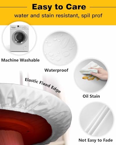 Grey Round Waterproof Table Cover 36-44 Inch Fitted Tablecloth