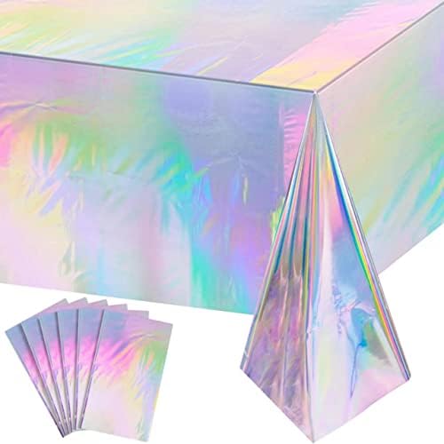 6 Pack Iridescent Laser Tablecloths for Parties