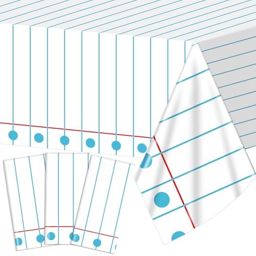 3PCS Back to School Tablecloths for Kids Welcome Back Gatherings Large Plastic Waterproof Notebook Cover Decor Supplies