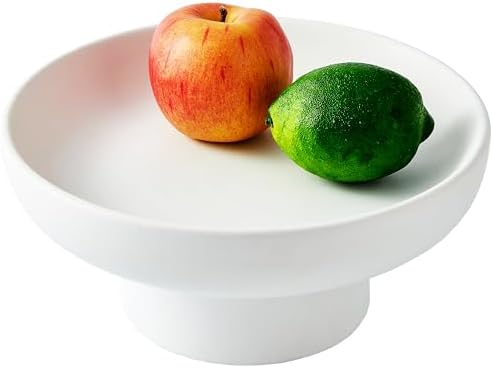 Denique White Ceramic Fruit Bowl 10 Inch