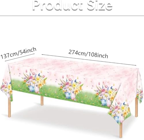 2 Pack Spring Floral Plastic Tablecloths for Home Decor