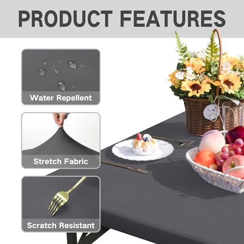Square Fitted Table Cover 34x34 Inch Grey Spandex Tablecloth