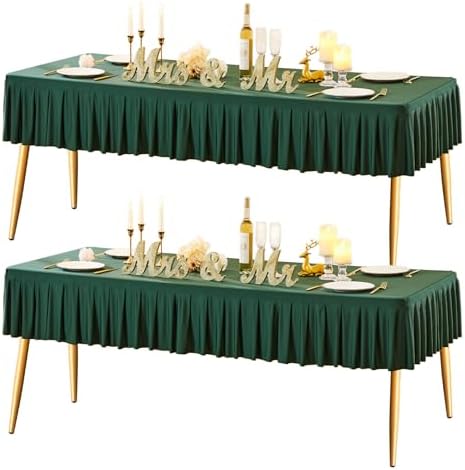2 Pack Hunter Green Spandex Tablecloths for 6FT Rectangle Tables