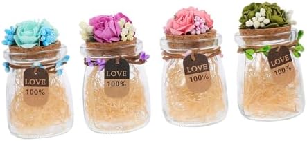 MAGICLULU 4pcs Colorful Glass Candy Bottles with Cork for Party