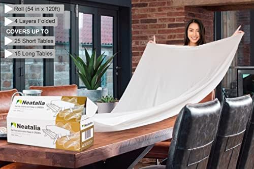 White Plastic Tablecloth Roll 54in x 120ft for Events