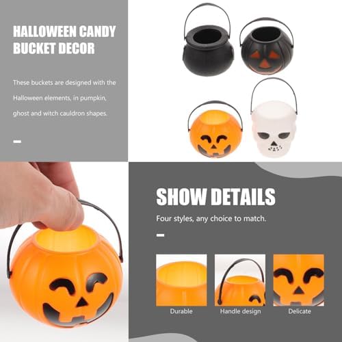 Luxshiny 24pcs Mini Halloween Candy Buckets with Handle for Party Favors